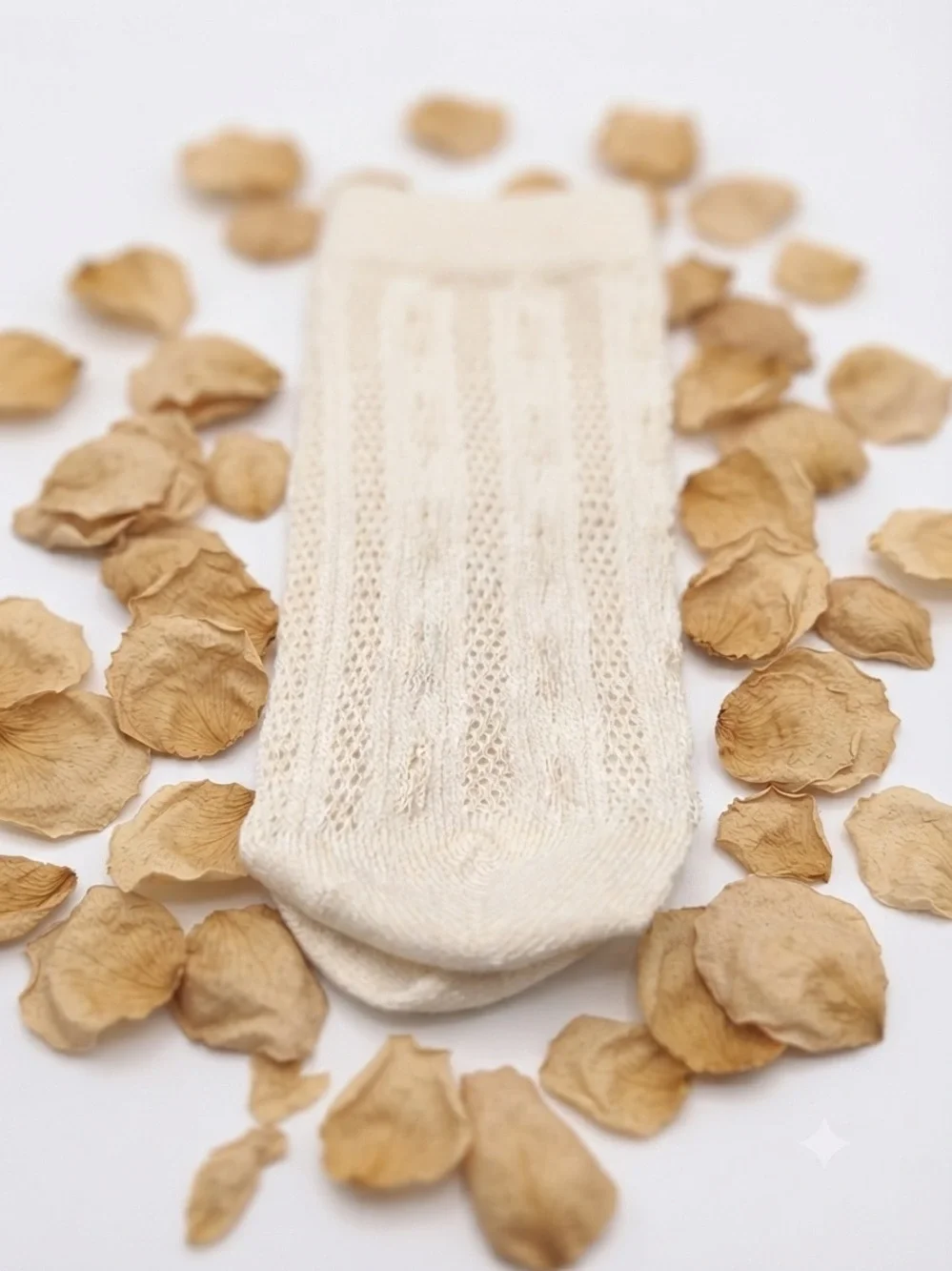 Cream Knit Toddler Socks with Satin Bows - Size 1-3 Years